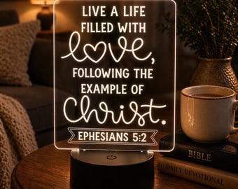 Christian LED Night Light, Ephesians 5:2 Bible Verse Lamp, Faith Gift, Inspirational Scripture Decor, Acrylic LED Light