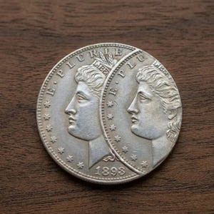 Moneda de plata Morgan de 1893-S con error de dos caras - Reproducción de fecha clave con doble anverso, rara