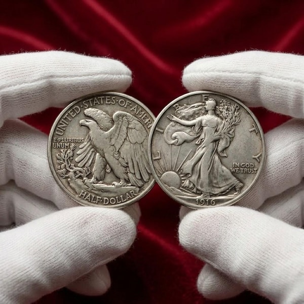 Mezzo dollaro Walking Liberty del 1916 – Moneta americana in argento in stile classico