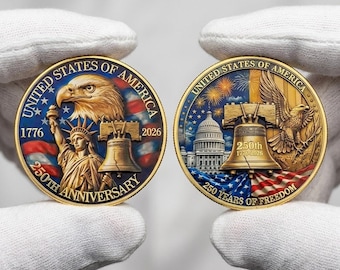 1776-2026 USA 250th Anniversary Coin American Independence Bald Eagle Liberty Bell Collectible