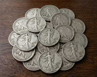 1916-1947 Walking Liberty Half Dollar Rara moneta d'argento statunitense antica da collezione.