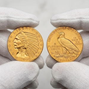 1908-S Indian Head Half Eagle Five Dollars American Numismatic Gold Plated Piece Collectible