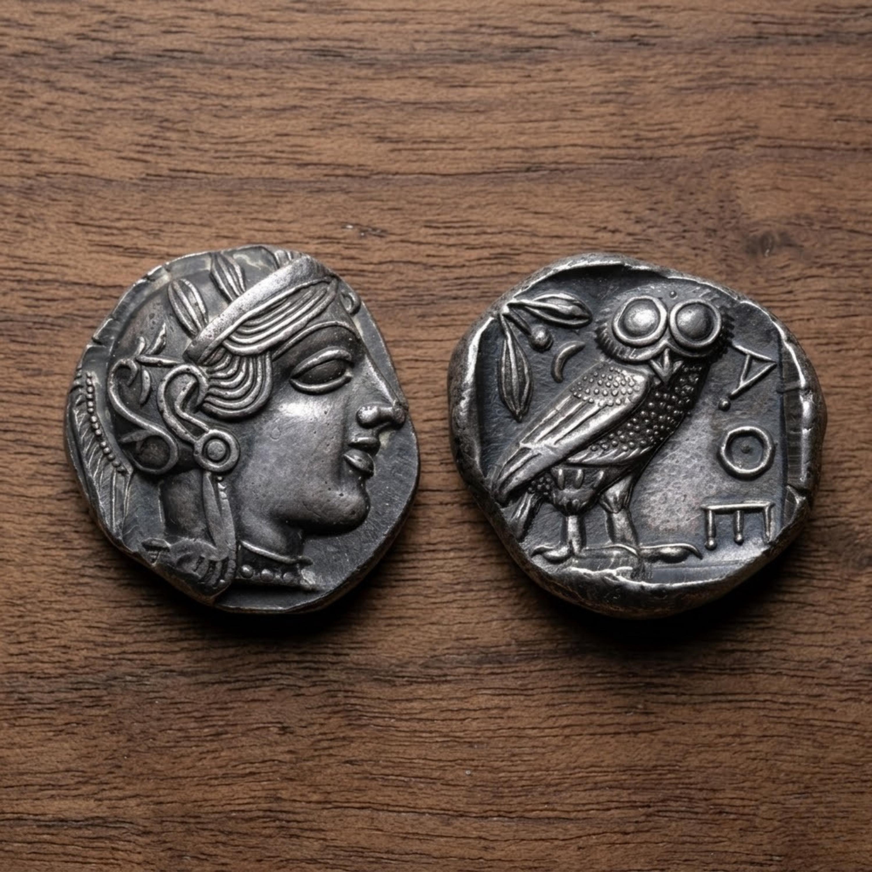 Athenian Owl Tetradrachm Rare Ancient Greek Silver Coin Athena Owl Attica Athens Collectible
