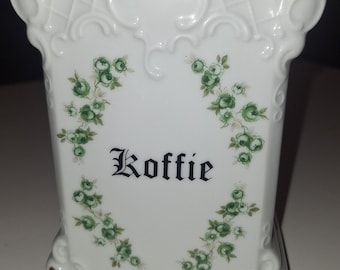 Bote de café antiguo de porcelana alemana (sin tapa)
