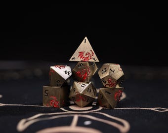 Juego de dados Metal Dragon de 7 piezas, dados poliédricos de aleación de zinc, juego de dados DND, regalo para Dungeon Master, jugadores, colección de dados de fantasía