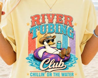 River Tubing Club T-Shirt PNG , Funny Duck Float Graphic Tee, Chillin On The Water Summer Lake Day Gift PNG