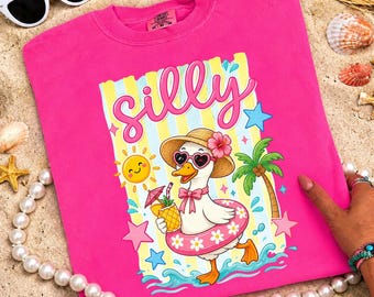 Silly Goose PNG, Cute Summer Goose Shirt PNG, Tropical Goose Floatie Design, Funny Beach Goose Sublimation PNG