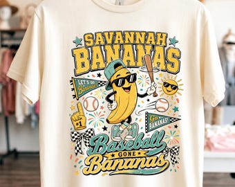 Savannah Bananas Baseball Gone Bananas T-Shirt PNG , Funny Banana Baseball Fan Graphic Tee, Sports Lover Gift PNG