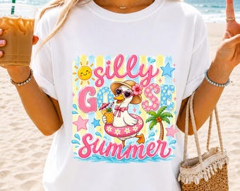 Silly Goose Summer PNG, Cute Summer Goose Shirt Design, Tropical Goose Floatie PNG, Beach Vacation Sublimation PNGf