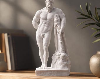 Farnese Hercules Statue - Greek Mythology Decor, Ancient Greek Sculpture, Muscle Man Figurine, Male Body Art, Classical Home Office Decor