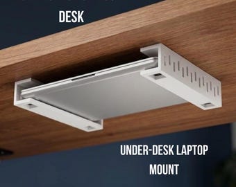 Under Desk Laptop Storage Shelf, Hidden Laptop Mount, Desk Organizer, Space Saving Laptop Holder Under Table Drawer, Minimalist Office Setup