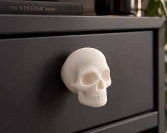 Skull Drawer Knob, 3D Printed Skull Cabinet Knob, Gothic Dresser Handle, Skeleton Furniture Knob, Halloween Home Decor