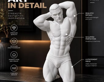 Naked Men Sculpture, Realistic Figurine, Male Nude Art, Gay Statue Decor, Queer Home Decor, Muscular Man Figurine, Gym Decor, Homoerotic