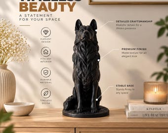 German Shepherd Figurine, 3D Printed Dog Statue, German Shepherd Decor, Dog Lover Gift, Pet Memorial, Shepherd Dog Sculpture