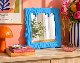 Abstract Wall Mirror, Irregular Colorful Mirror, Modern Statement Mirror, Funky Wall Decor, Small Mirror, Artistic Mirror, Makeup Mirror