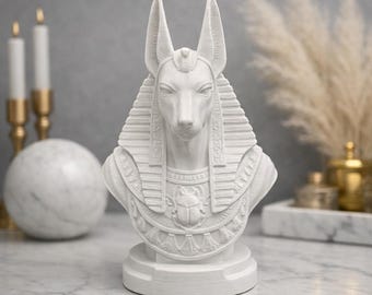 Anubis Bust Statue - Ancient Egyptian God Sculpture - Egyptian Mythology Decor, Modern Anubis Figurine, History Lover Gift, Minimalist Home