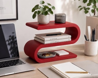 Modern Desk Organizer – Minimalist Desk Shelf Organizer, Curved Decorative Shelf, Small Storage Display, Contemporary Home Decor Accent
