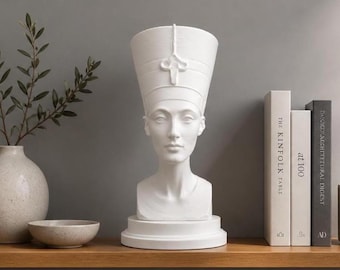 Nefertiti Bust Sculpture, Egyptian Queen Statue, Ancient Egypt Bust, White Nefertiti Replica, Shelf Decor, Modern Art Sculpture