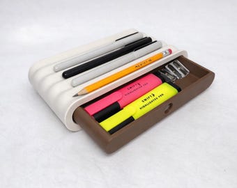 Organizador de escritorio RIBBLEAS con cajón, portalápices minimalista para oficina.