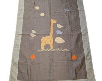 Carters Child of Mine Quilted Giraffe Bird Crib Nursery Blanket Sage Green Yellow