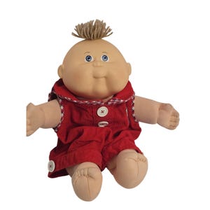Raro cachorro prematuro vintage de Cabbage Patch, con mechones rubios y ojos azules, coleccionable