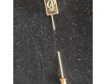 Vergoldete Vintage Stick / Revers pin mit eingraviertem Initial P Classic Preppy Monogram