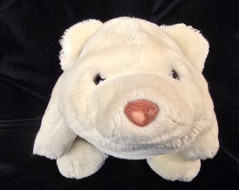 Vintage 1980 Gund Polar Bear Plush Stuffed Animal Cream White 8 Inch Sitting