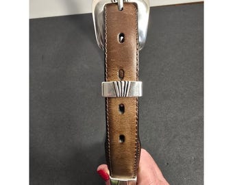 Nocona Belt Herren Braun Leder Western Whipstitch silber Concho Gürtel 32 Vintage