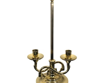 Candelabro Baldwin de latón macizo ajustable de 2 brazos, forjado en Estados Unidos, estilo federal.