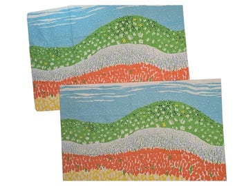 Vintage Martex Inger McCabe Elliot Floral Landscape Pillowcases Set of 2 Percale