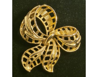 Vintage CORO Schleifen-Brosche - Offene filigrane klassische Eleganz