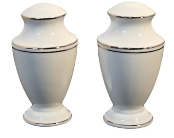 Lenox Eternal Salt and Pepper Shaker Set Ivory Bone China Gold Trim Made in USA