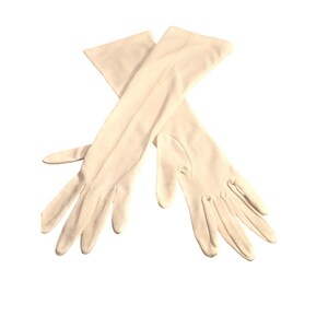 vintage Gants d'opéra pour femmes, tailles 6-7, blancs, nylon de 15 pouces de longueur, formel, classique
