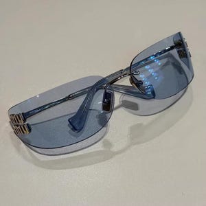 Miu Miu MU A51S ZVN10P Gold Light Blue Lens Women Wrap Sunglasses Outlet item F/S TH [DDP]