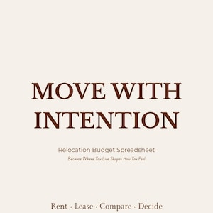Move With Intention Relocation Budget Spreadsheet| Rent Affordability Calculator | Lease Deal & Moving Cost Planner| City Comparison Tool