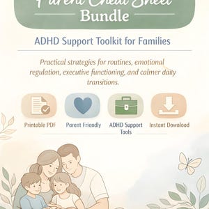 ADHD Parent Cheat Sheet Bundle, Emotional Regulation, Routines, Behavior Strategies (Printable PDF)