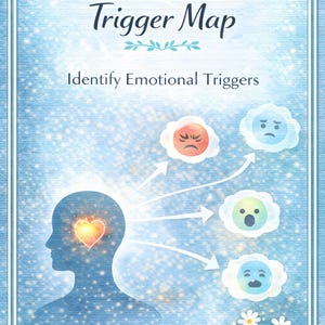 Carte des déclencheurs émotionnels pour la conscience de soi | Outils de thérapie tenant compte des traumatismes, feuilles de travail, TCC imprimable,