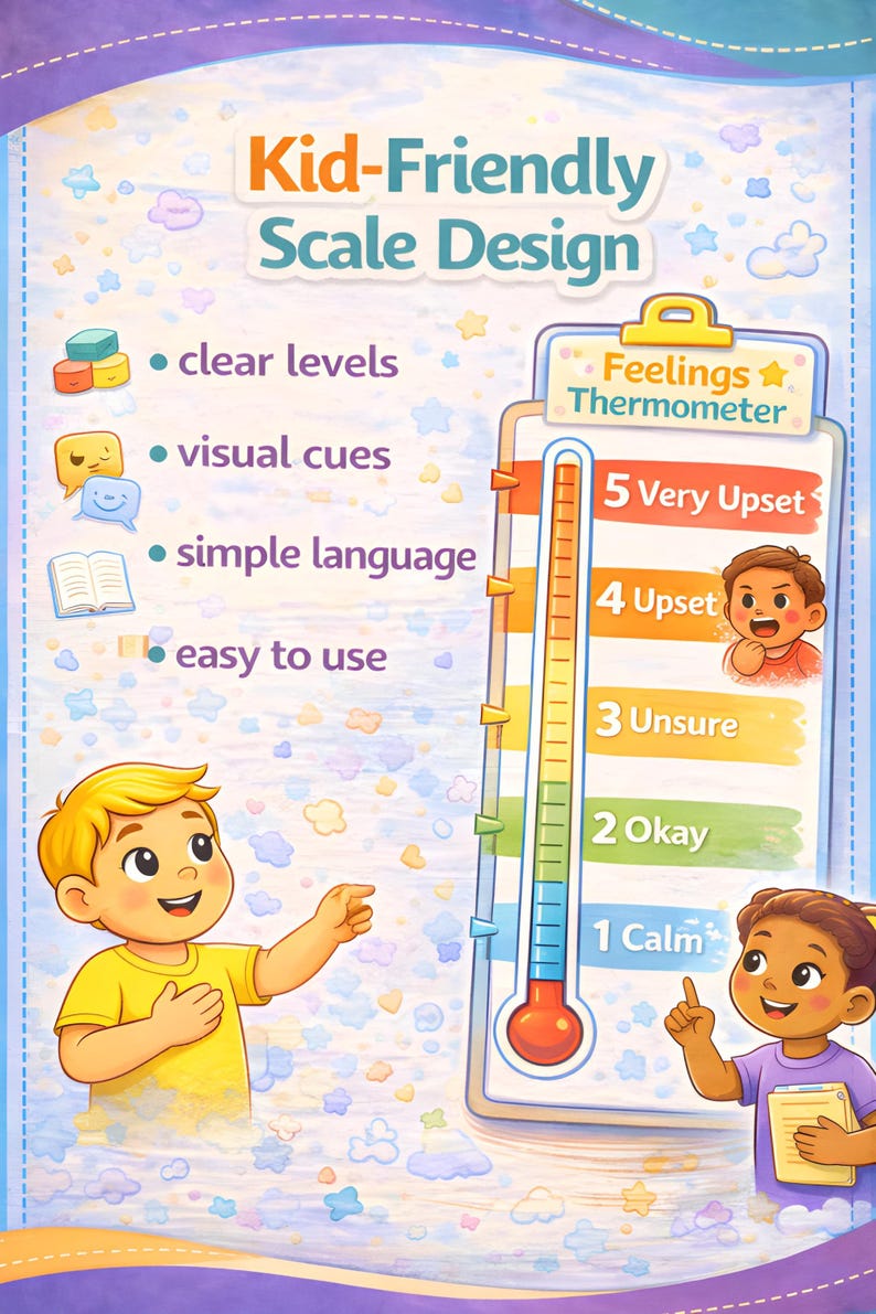 Feelings Thermometer Worksheet for Kids, Emotional Regulation, Coping ...