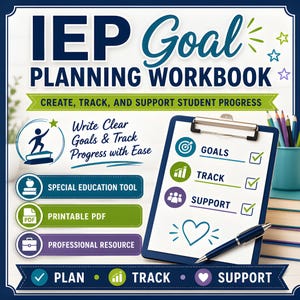 IEP Goal Planning Workbook Special Education Progress Tracker Student Therapy Support Printable Resource