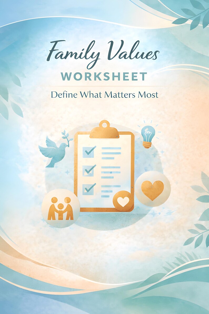 Family Values Worksheet for Families, Communication and Bonding Tool ...