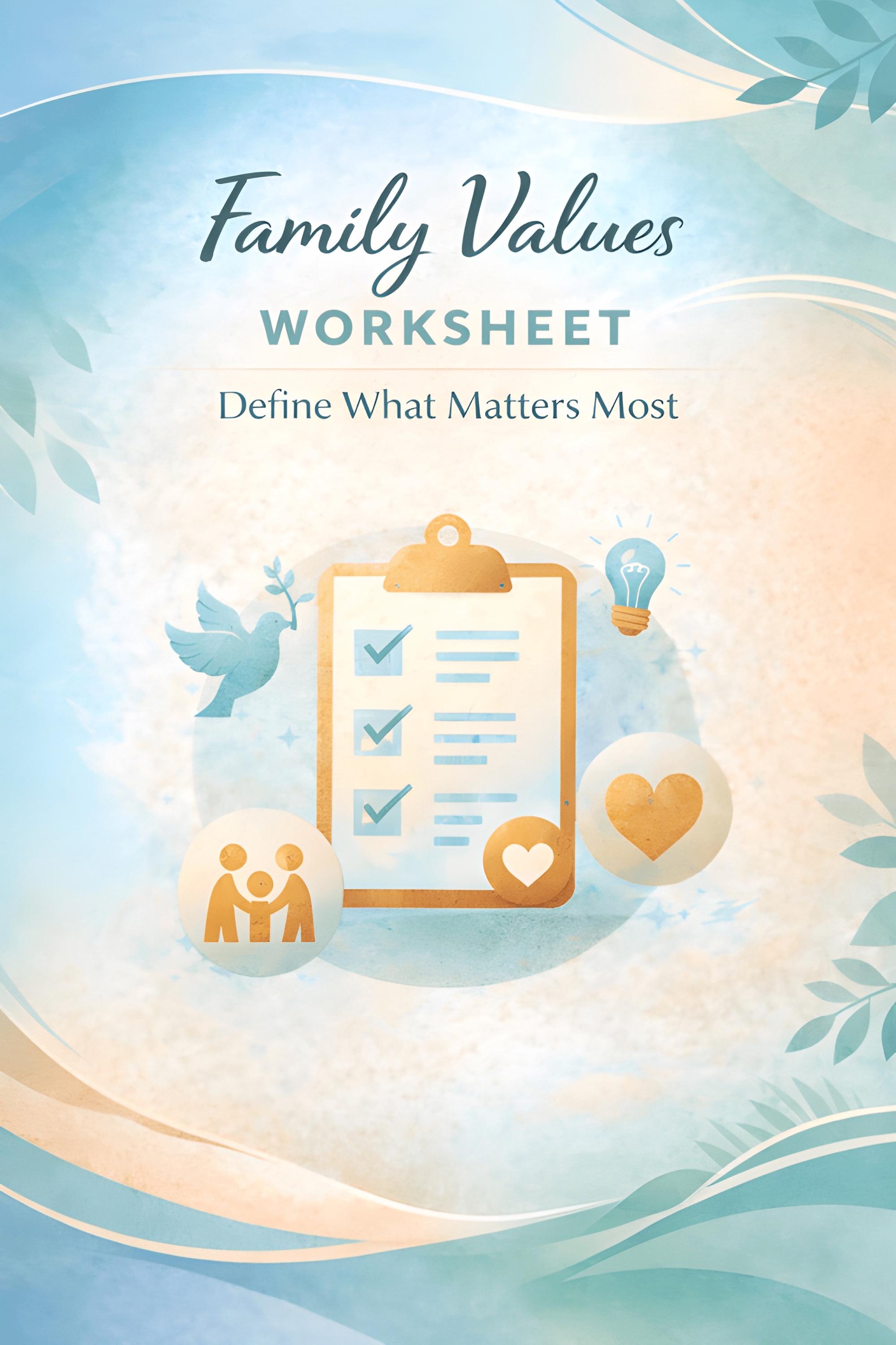 Exploring Family Values Family Values Worksheet for Families, Communication and Bonding Tool ...