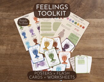 Kids Feelings-toolkit | Emoties Flash-kaarten, grafiek, werkbladen (digitale download)