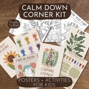 Calm Corner Kit – Feelings Chart, Mindfulness Tools, Affirmations, Coloring Pages (Digital Download) image 1