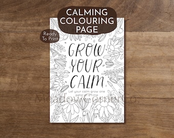 Grow Your Calm Kleurplaat | Mindfulness-activiteit, hulpmiddel voor emotionele regulatie (digitale download)