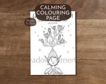 Grow Your Calm Kleurplaat | Mindfulness-activiteit, hulpmiddel voor emotionele regulatie (digitale download)