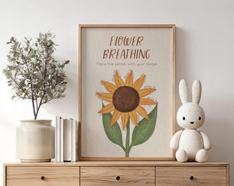 Flower Breathing Poster for Kids | Mindfulness Exercise Printable, Calm Down Corner, Emotional Regulation Tool
