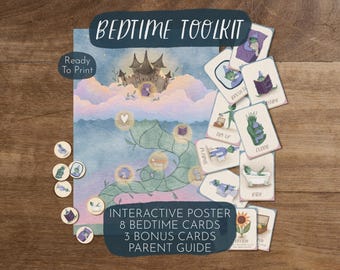 Visueel bedtijdschema voor kinderen afdrukbaar | Interactief bedtijdschema, routinekaarten, montessori-slaaproutinebundel