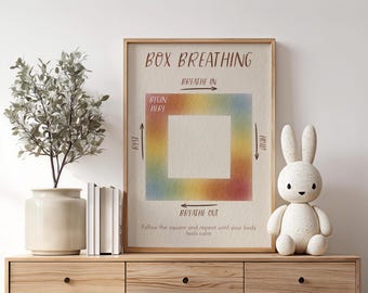 Box Breathing-poster voor kinderen | Vierkante ademhalingsoefening, Calm Down Corner Tool (digitale download)