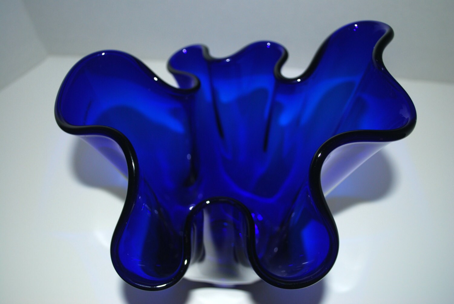 Sale cobalt blue glass vase free form vase Etsy
