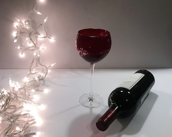 Vintage Lenox red balloon wine glass Holiday Gems collection Vintage barware Valentines day one glass